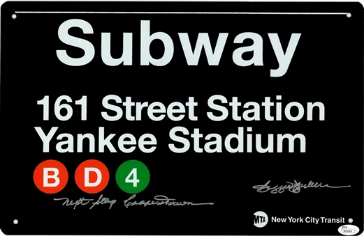 Reggie Jackson Signed & Inscribed Yankee Stadium Subway Sign (JSA)